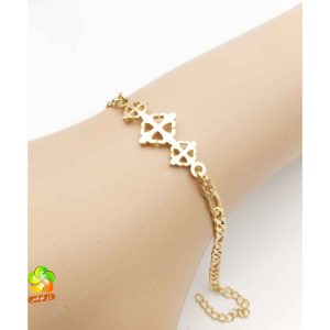 دستبند طلایی استیل طرح گل