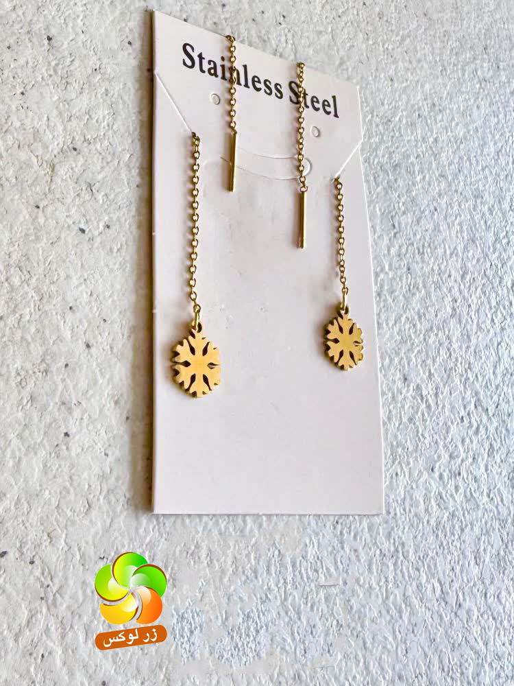 گوشواره مدل بخیه ای زنانه طرح برفی
